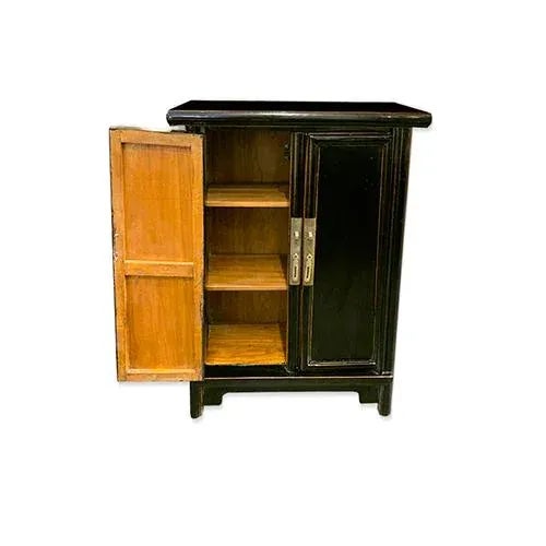 Asian Pearl River Black Nightstand For Sale - Image 4 of 6