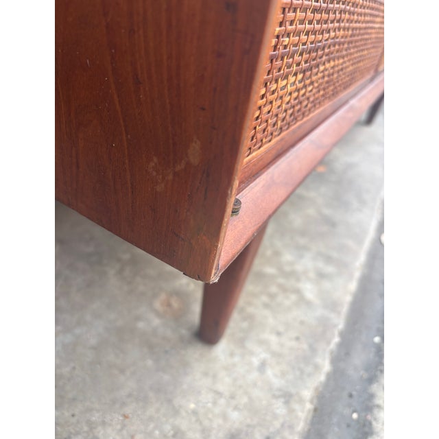Vintage Walnut and Cane Credenza by Jack Cartwright for Founders, 1960s, Attributed For Sale - Image 12 of 12