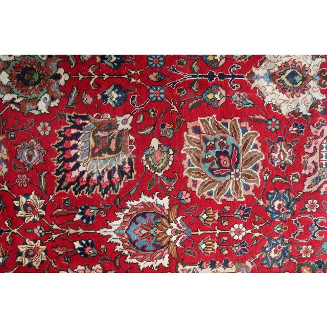 1920s, Antique Tabriz Wool Rug, Allover Shah Abbasi Floral, Crimson Field, 9 X 13 For Sale - Image 12 of 16