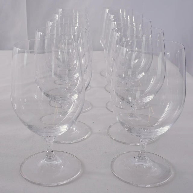 Mid-Century Modern 20 Baccarat Crystal Drinking Glass, 16 Baccarat Crystal Liquor Shot Glass, 6 Baccarat Crystal Whiskey Glass, and 10 Riedel Vinum Water Glasses For Sale - Image 3 of 6