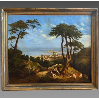 French School, 19th century - Mediterranean landscape, view of Sète, painting on canvas For Sale