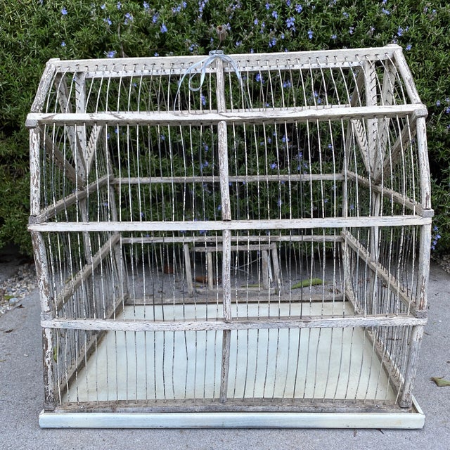 Shabby Chic Vintage Wooden Birdcage For Sale - Image 3 of 6