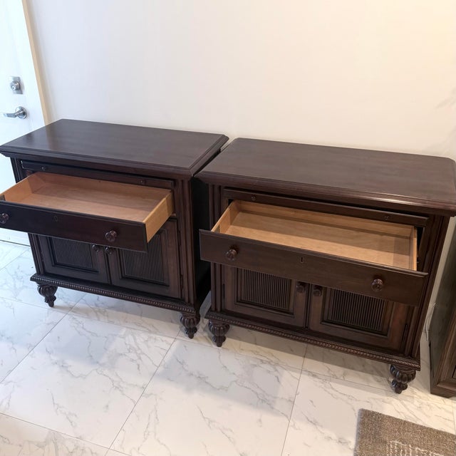 Wood Late 20th Century Kincaid Solid Wood Oversized Bedside Chests / Nightstands, Pair For Sale - Image 7 of 9