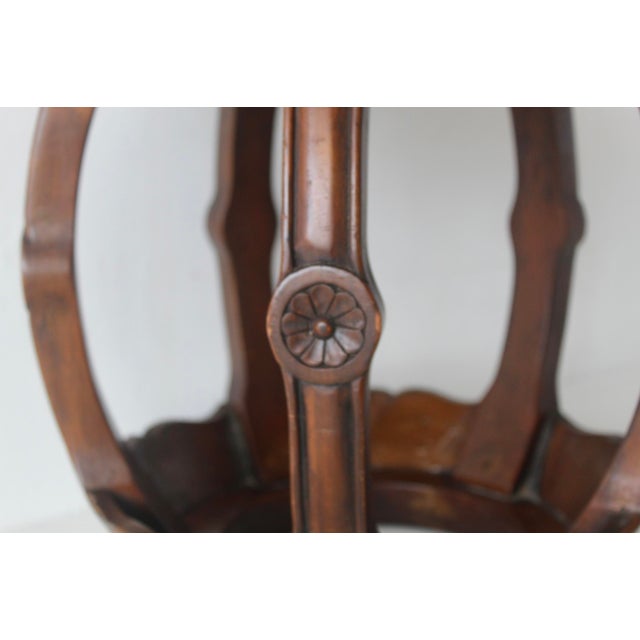 1980s Asian Carved Wood Barrel Stool Plant Stand With Inset Granite Top Vintage For Sale - Image 14 of 18