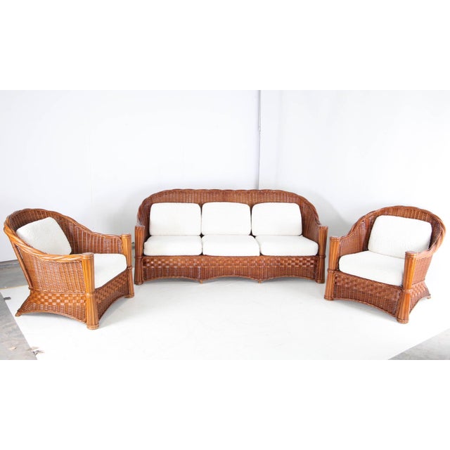 Rattan Living Room Set, 1970s, Set of 3 For Sale - Image 14 of 18