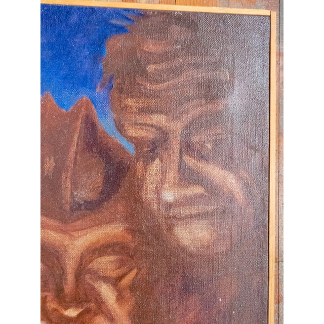 American Mid-Century Oil Painting "Night of the Western Warlocks" Signed For Sale - Image 3 of 8