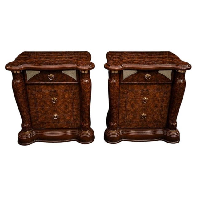 Italian Burr Walnut Bedside Cabinets by Fulgini Orilio, 1980s, Set of 2 For Sale - Image 10 of 10
