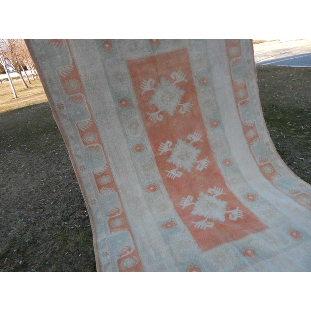Vintage Distressed Pastel Color Oushak Area Rug 6′5″ × 10′3″ For Sale - Image 4 of 11