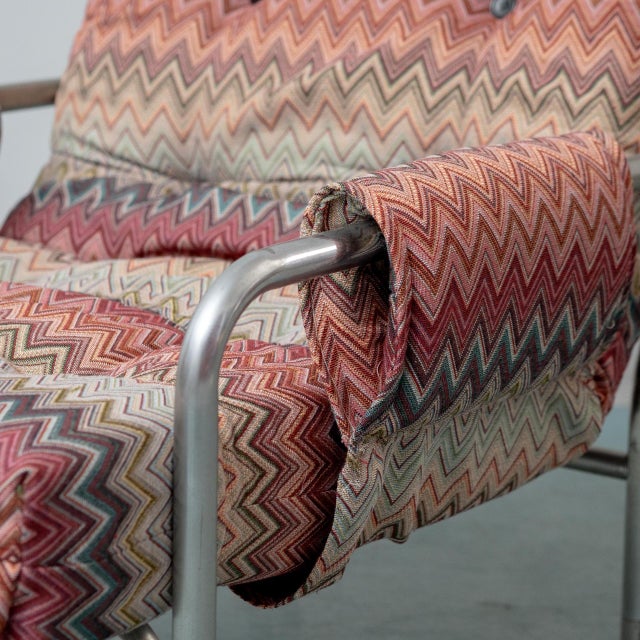 Metal Vintage Lounge Chairs in Missoni Patterned Fabric, 1970s, Set of 2 For Sale - Image 7 of 10