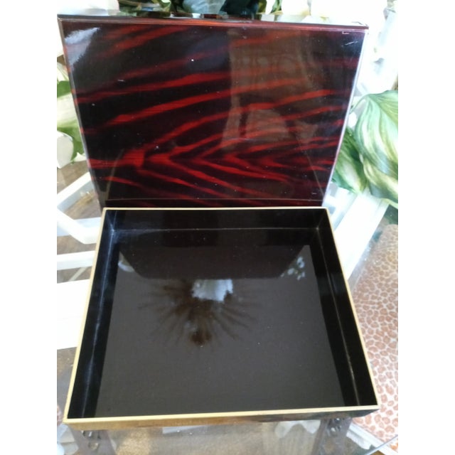 1980s Vintage Otagiri Japan Tortoiseshell Lacquered Storage Box For Sale - Image 5 of 8