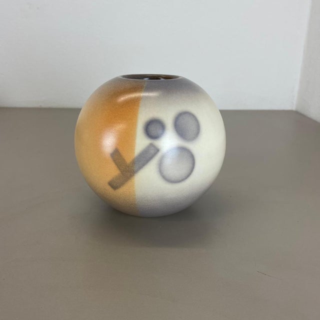 Article: Pottery ceramic vase Producer: Karlsruher Majolika, Germany Decade: 1950s Original vintage 1950s pottery ceramic...