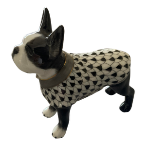 Herend Black/White Fishnet Boston Terrier