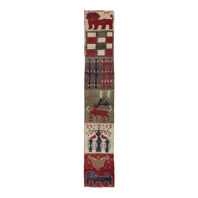 Vintage Gabbeh Extra-Long Pictorial Wool Runner by Rug & Kilim, 1950-1959 For Sale