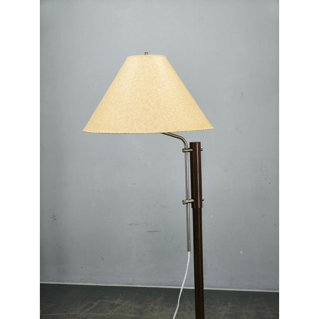 Brown Vintage German Adjustable Oak and Metal Floor Lamp with Handmade Paper Shade, 1970s For Sale - Image 8 of 16