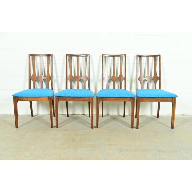 Broyhill Brasilia Mid-Century Modern Sculpted Walnut Dining Chairs, Set of Four For Sale - Image 11 of 11