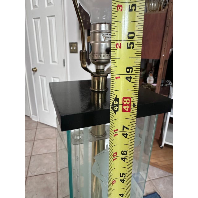 Vintage Hollywood Regency Etched Lily Floor Lamp in the Style of Frederik Raymond For Sale - Image 6 of 10