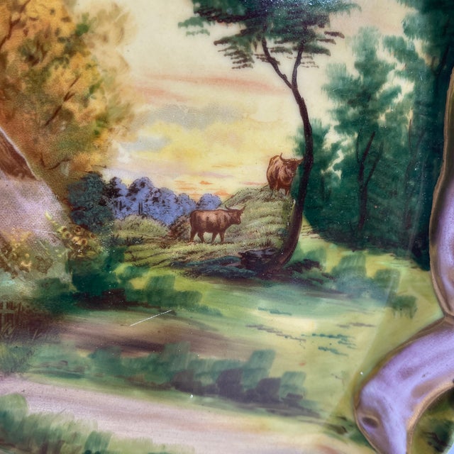 Campaign 1920s Decorative Wall Hand Painted Plate Stamped Victoria For Sale - Image 3 of 9