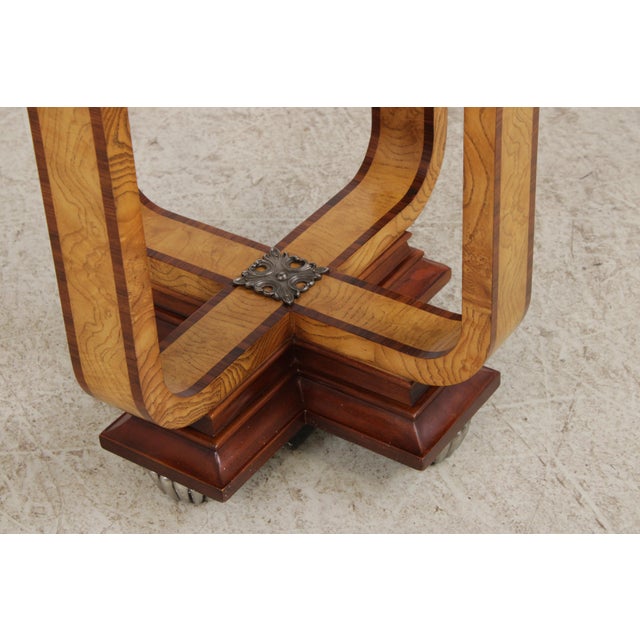 Brown Maitland Smith Round Art Deco Burl Wood End Table For Sale - Image 8 of 18