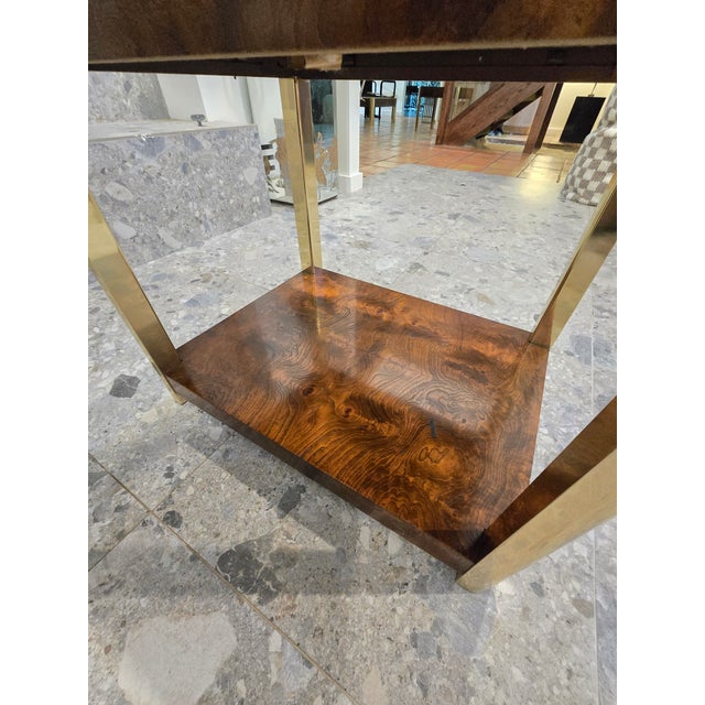 Century Furniture Burl and Golden Brass Tiered Side Table by Century Furniture For Sale - Image 4 of 14