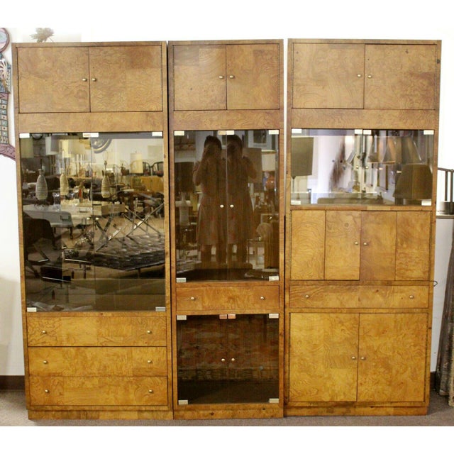 Mid Century Modern Burl Wood Wall Unit by Baughman for