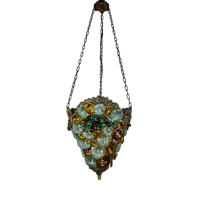 Antique Murano Glass Pendant Lamp, Italy, 1910s For Sale