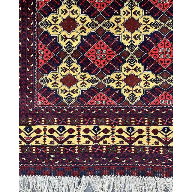 Afghan Aqcha Turkmen Hand-Knotted Wool Rug, 9'10" X 6'6" For Sale - Image 4 of 12