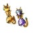 Canary Yellow 1950s Mid-Century 18k Gold Amethyst, Citrine and Turquoise Cat Brooch Pair For Sale - Image 8 of 12