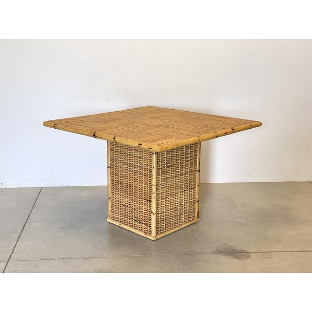Table and Chairs in Wicker and Bamboo, Set of 5 For Sale - Image 4 of 18