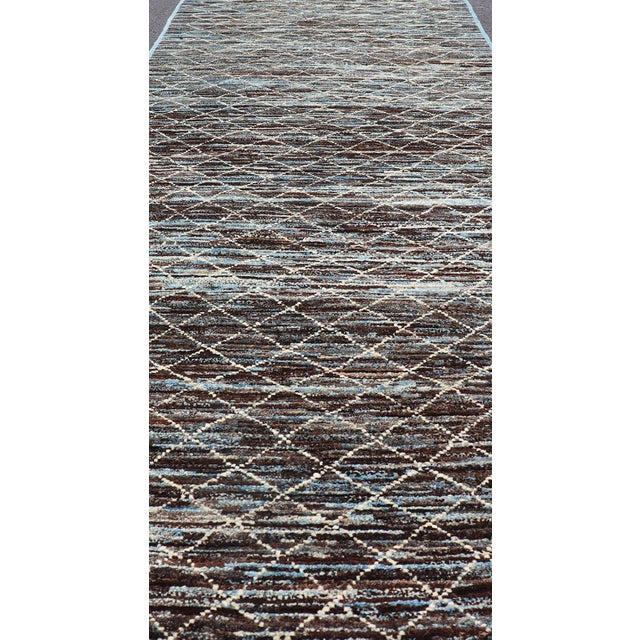 Ivory Modern Afghanistan Runner in Natural Tones With Subdued Design 3 X 12'8 For Sale - Image 8 of 11