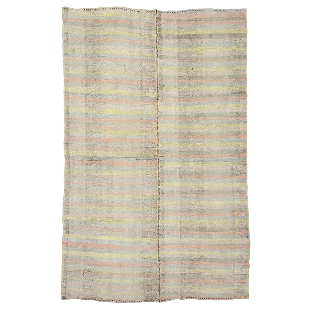 1960s Vintage Striped Kilim Rug- 6′4″ × 10′ For Sale