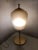 Large Satin Brass & Ribbed Milky Glass Floor Lamp For Sale - Image 6 of 8