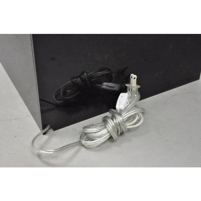 Vintage Mid Century Modern Clear Lucite & Black Acrylic Lighted Pedestal Stand For Sale - Image 18 of 18
