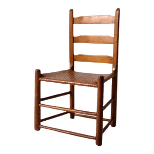 Antique Ladder Back Chair With Herringbone Woven Seat