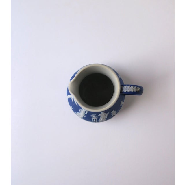 Late 20th Century Wedgwood Jasperware Blue White Pitcher Vase Greek Key Neoclassical English For Sale - Image 10 of 11