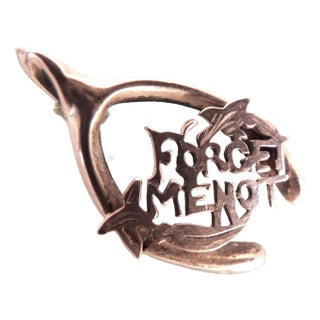 Antique 10k Gold Wishbone Forget Me Not Brooch Lapel Pin For Sale