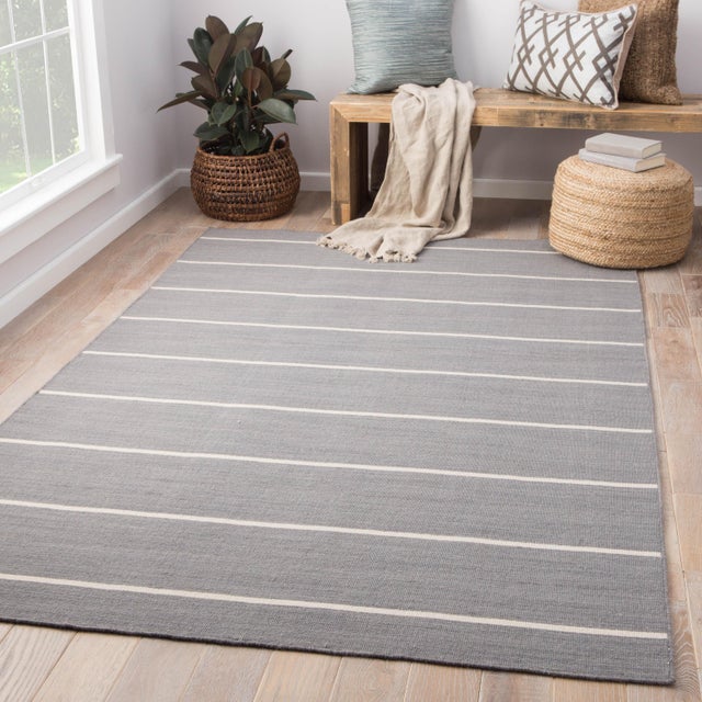 Jaipur Living Cape Cod Handmade Stripe Gray/ White Area Rug 10′ × 14′ Chairish