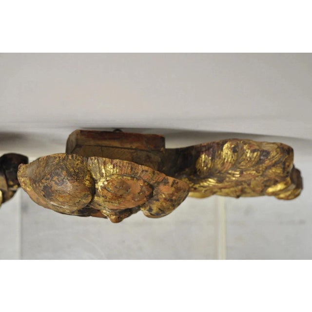 Gold Vintage Chinoiserie Carved Wood Gold Gilt 12" Chinese Foo Dog Figures - A Pair For Sale - Image 8 of 11