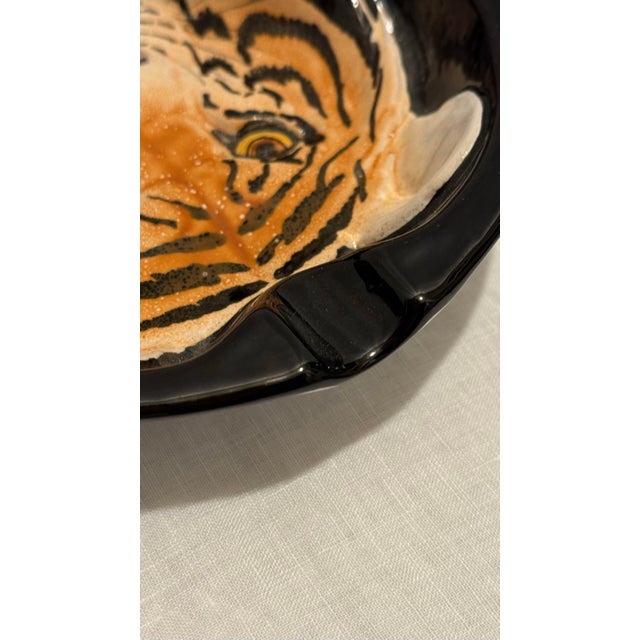 Late 20th Century Vintage Palm Beach Regency Italian Tiger Face Pottery Ashtray Catchall For Sale - Image 5 of 11