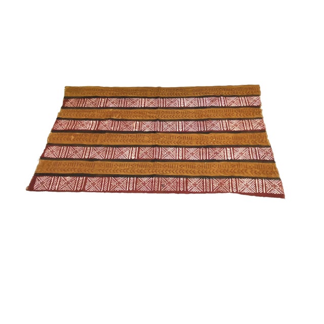 Brown Bogolan Mali Mud Cloth Textile 40" by 63" For Sale - Image 8 of 13
