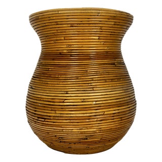 Large Mid-Century Pencil Reed Vase, Italy, 1960s For Sale