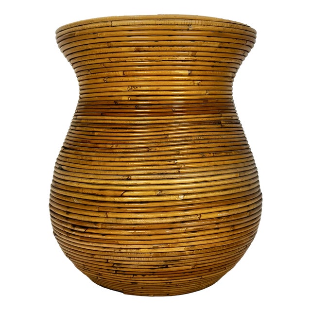 Large Mid-Century Pencil Reed Vase, Italy, 1960s For Sale