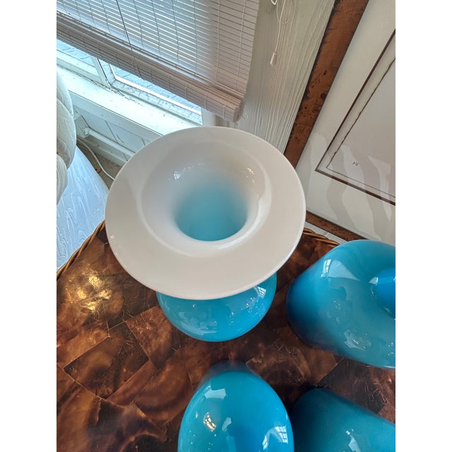 Modern Turquoise Danish Vases -Set of 4 For Sale - Image 3 of 8