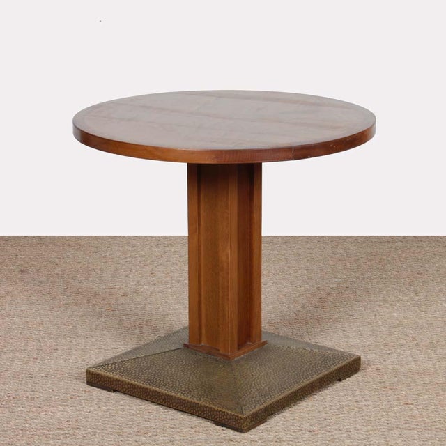 Brown Side Table in Wood and Brass, 1930s For Sale - Image 8 of 8