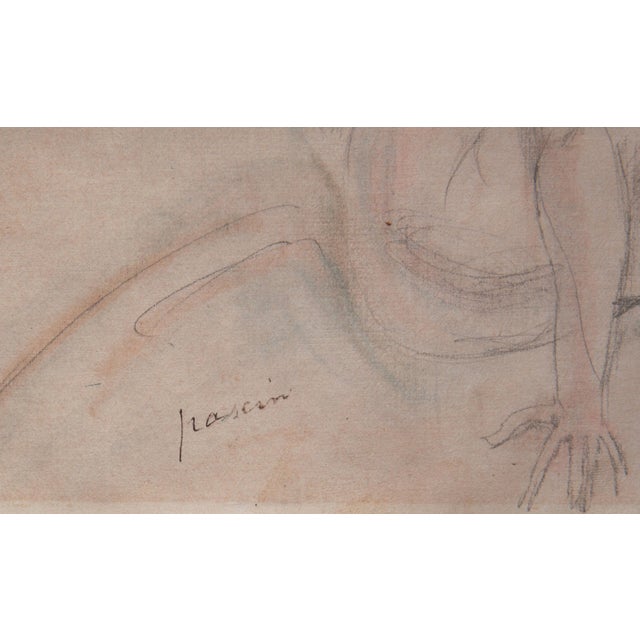 French Expressionist Original Colored Drawing Painting Seated Nude Young Woman by Jules Pascin, 1920 For Sale - Image 12 of 12