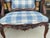 French Antique French Louis XV Style Walnut Bergere Chairs in Blue & White - Pair For Sale - Image 3 of 13