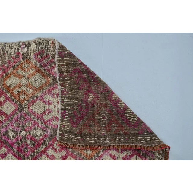 Pink and Beige Hallway Runner Rug For Sale - Image 5 of 10