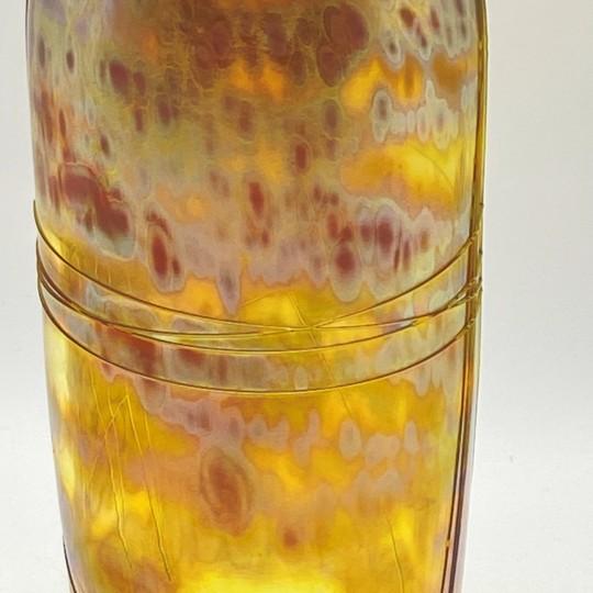 Roger Roland Golden Iridescent Signed Art Glass Vase (Hand Blown, 8.75-inch, Vintage) For Sale - Image 11 of 17
