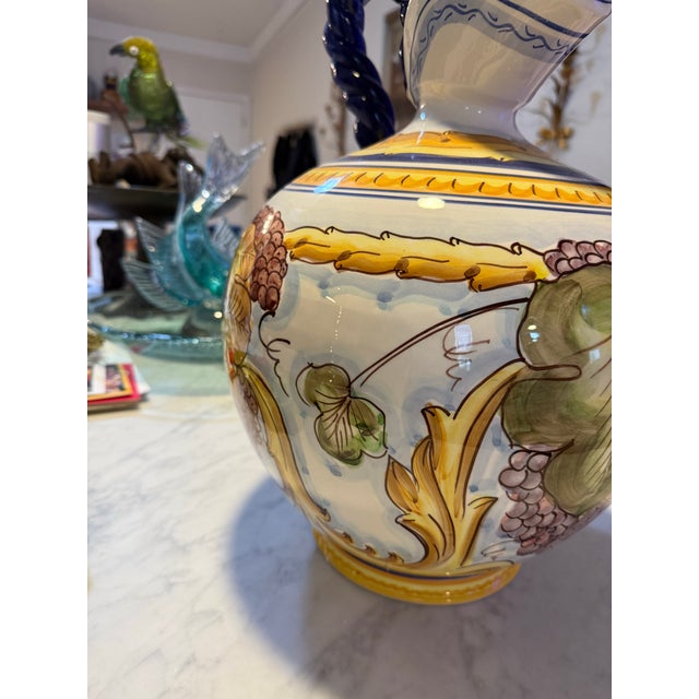 Talaveras Style Ewer Pitcher Vase For Sale - Image 4 of 9