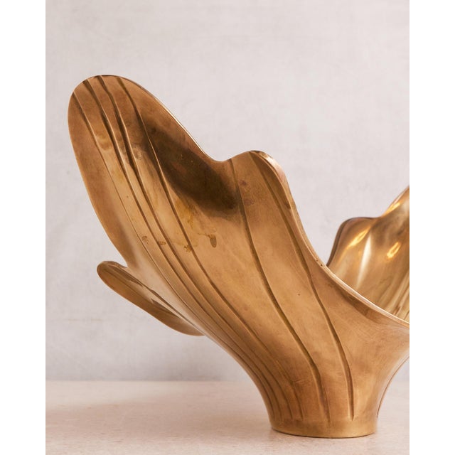 1970s Large Brass Low Bowl or Vase For Sale - Image 15 of 18