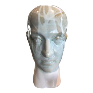 Vintage Drip Glaze Ceramic Head Figure For Sale